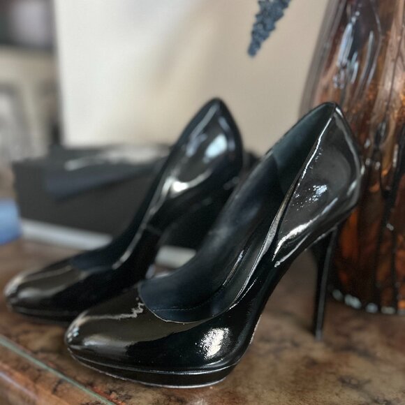 Brian Atwood Black Patent Leather Pumps - Size 9 - Picture 1 of 6